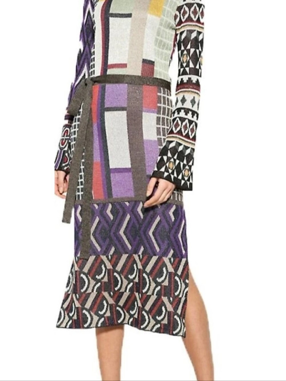 Desigual Womens S Multi-Coloured Geometric Metallic Fibre Celeste Dress...